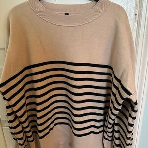 Striped Beige and Black Women's Sweater